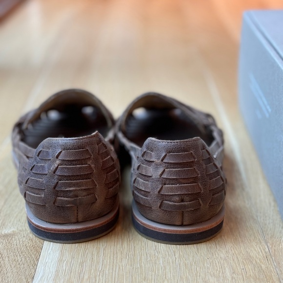 Nisolo Tobacco Brown Huaraches with Woven Leather Design - Picture 7 of 12